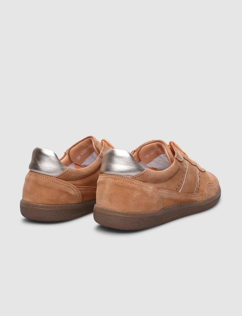 100% Genuine Leather Light Orange Suede Lace-up Women's Sneaker