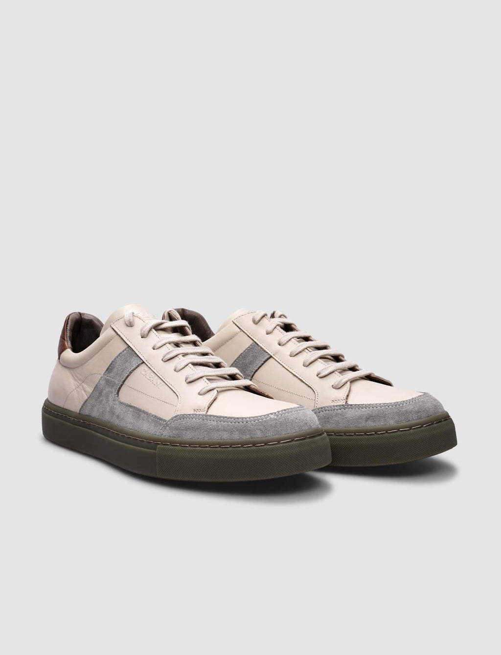 100% Genuine Leather Beige Lace-up Men's Athletic Shoes
