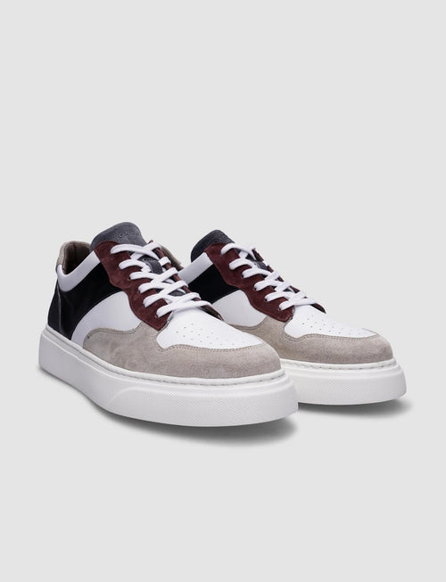 100% Genuine Leather Beige-Black Lace-up Men's Sneaker