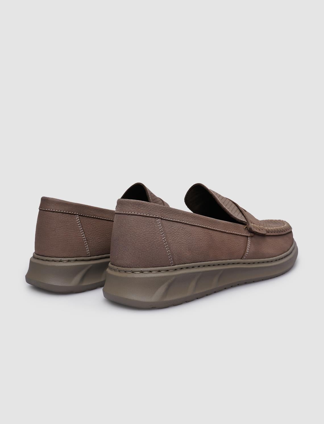100% Genuine Leather Beige Nubuck Men's Casual Shoes