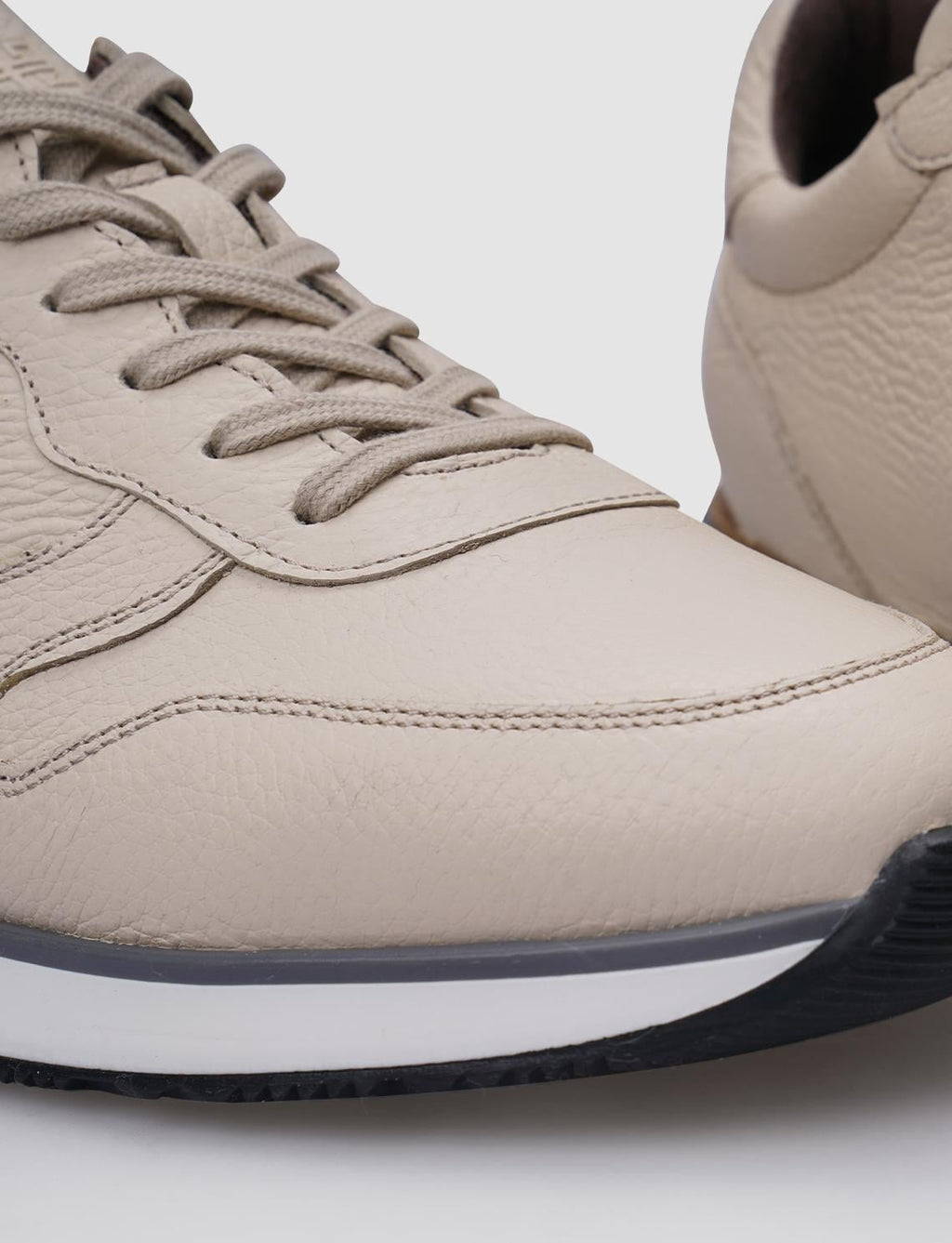100% Genuine Leather Beige Lace-up Men's Athletic Shoes