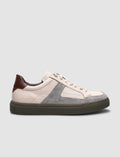 100% Genuine Leather Beige Lace-up Men's Athletic Shoes