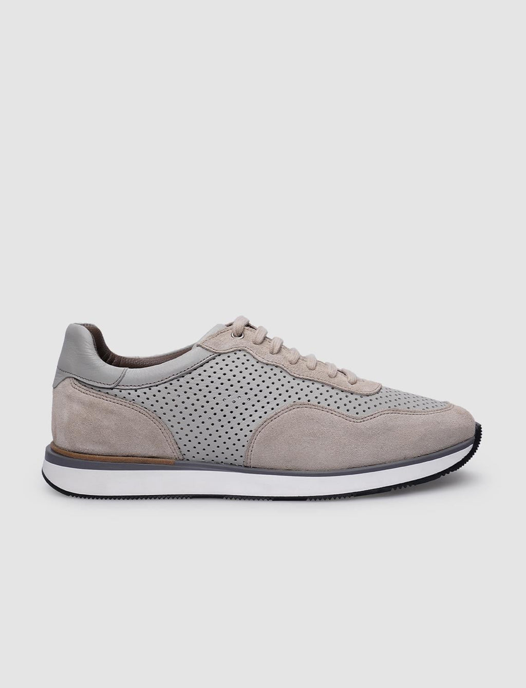 100% Genuine Leather Beige Suede Lace-up Men's Athletic Shoes