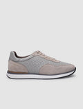 100% Genuine Leather Beige Suede Lace-up Men's Athletic Shoes