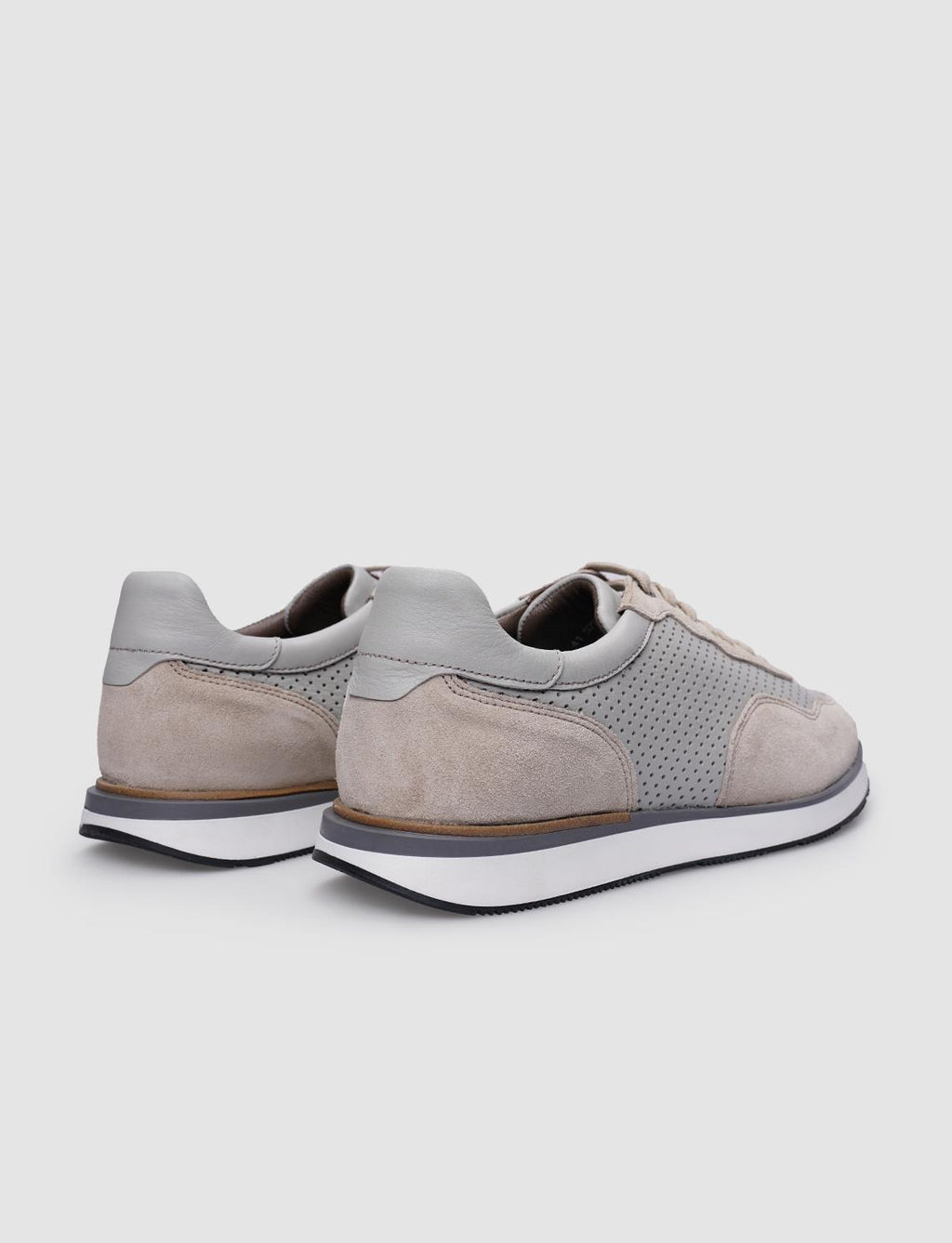 100% Genuine Leather Beige Suede Lace-up Men's Athletic Shoes
