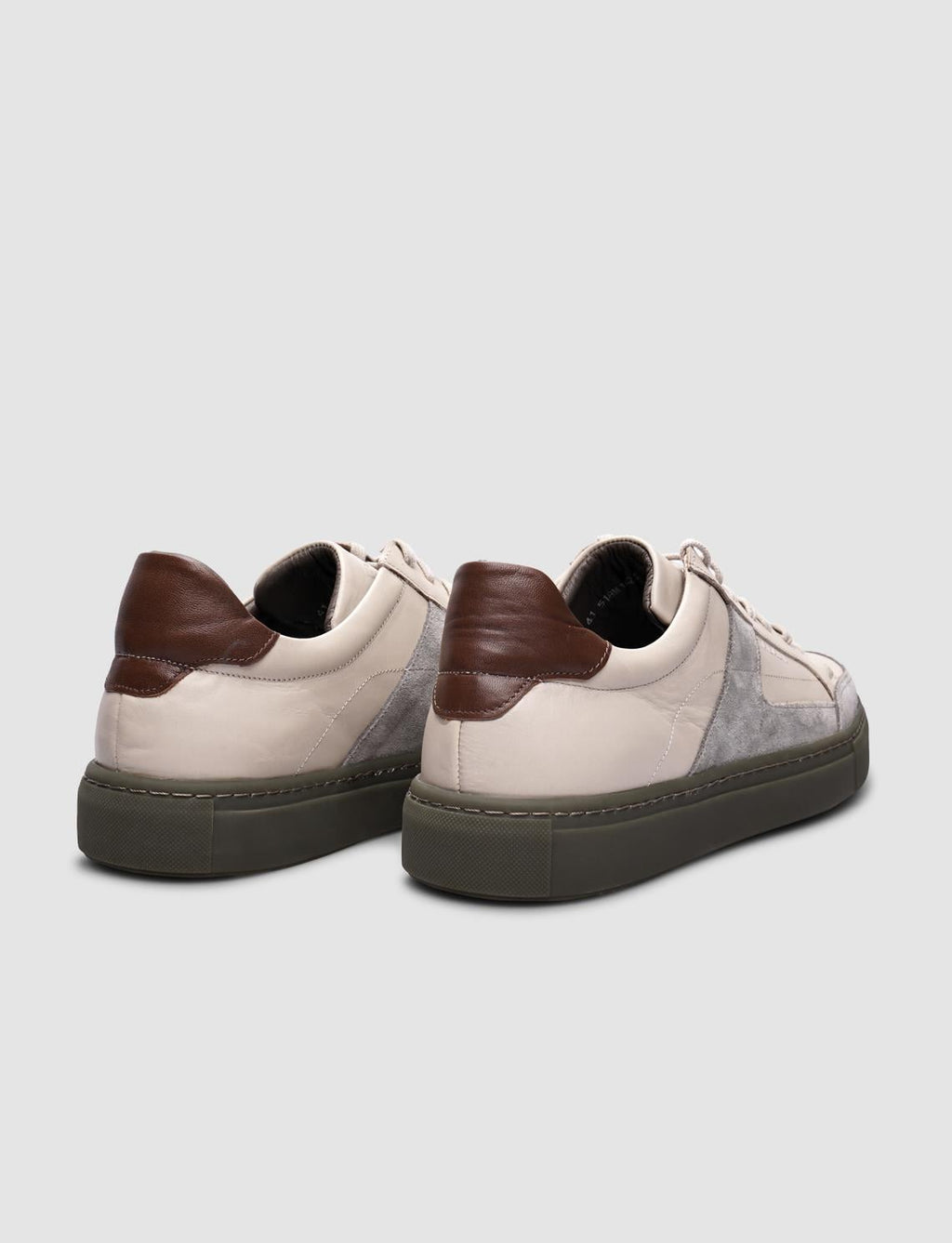 100% Genuine Leather Beige Lace-up Men's Athletic Shoes