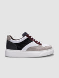 100% Genuine Leather Beige-Black Lace-up Men's Sneaker