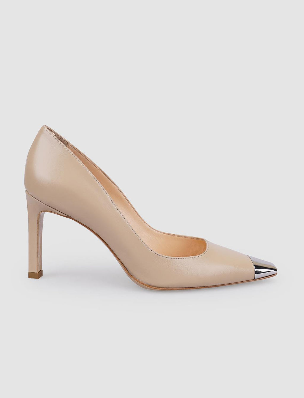 100% Genuine Leather Beige Women's High Heels