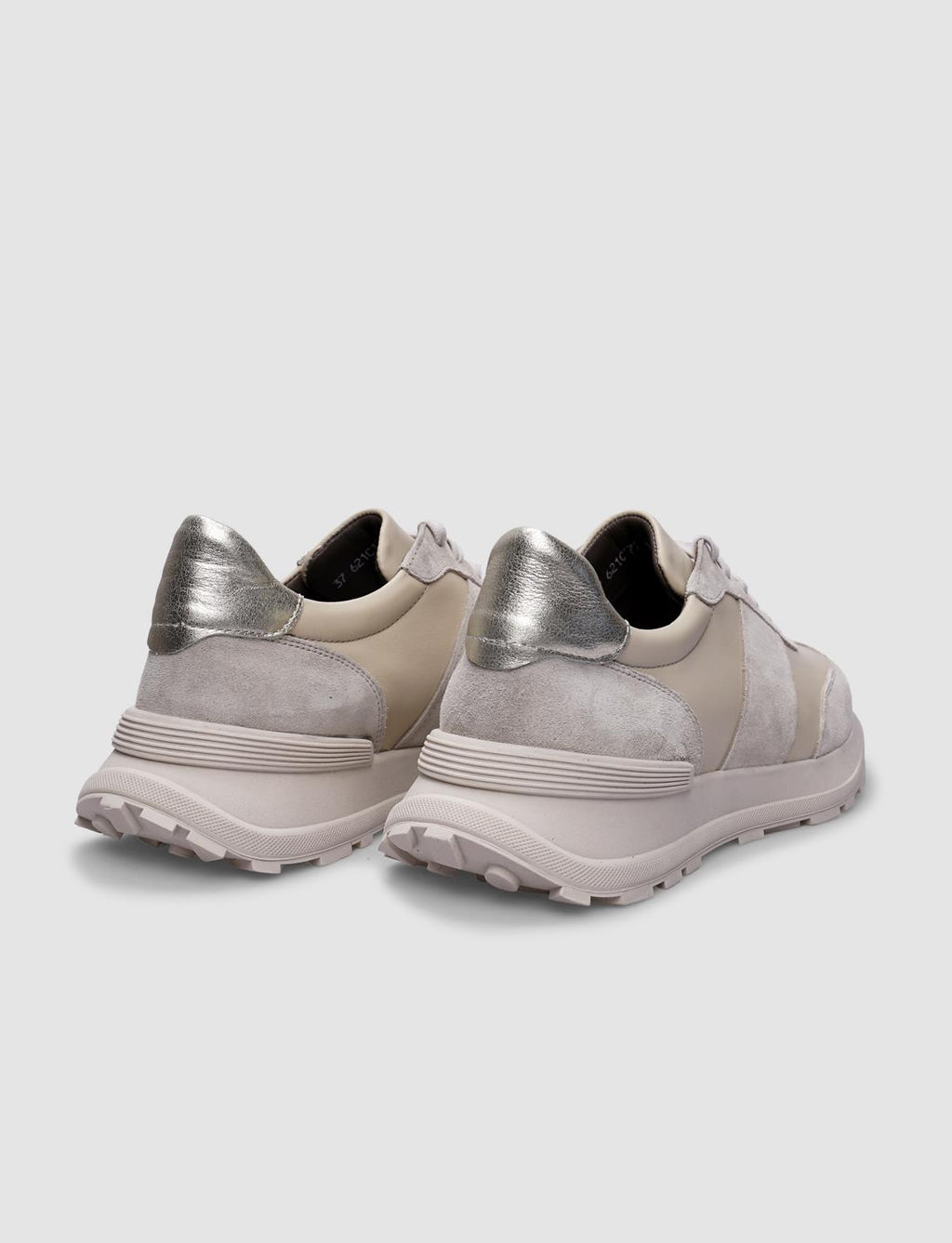 100% Genuine Leather Beige Lace-up Women's Athletic Shoes