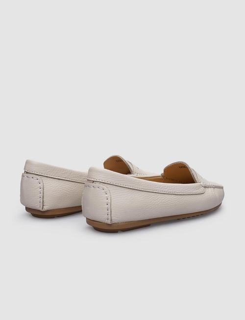 100% Genuine Leather Beige Women's Loafer