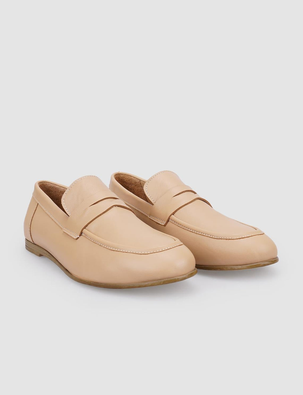 100% Genuine Leather Beige Women's Loafer