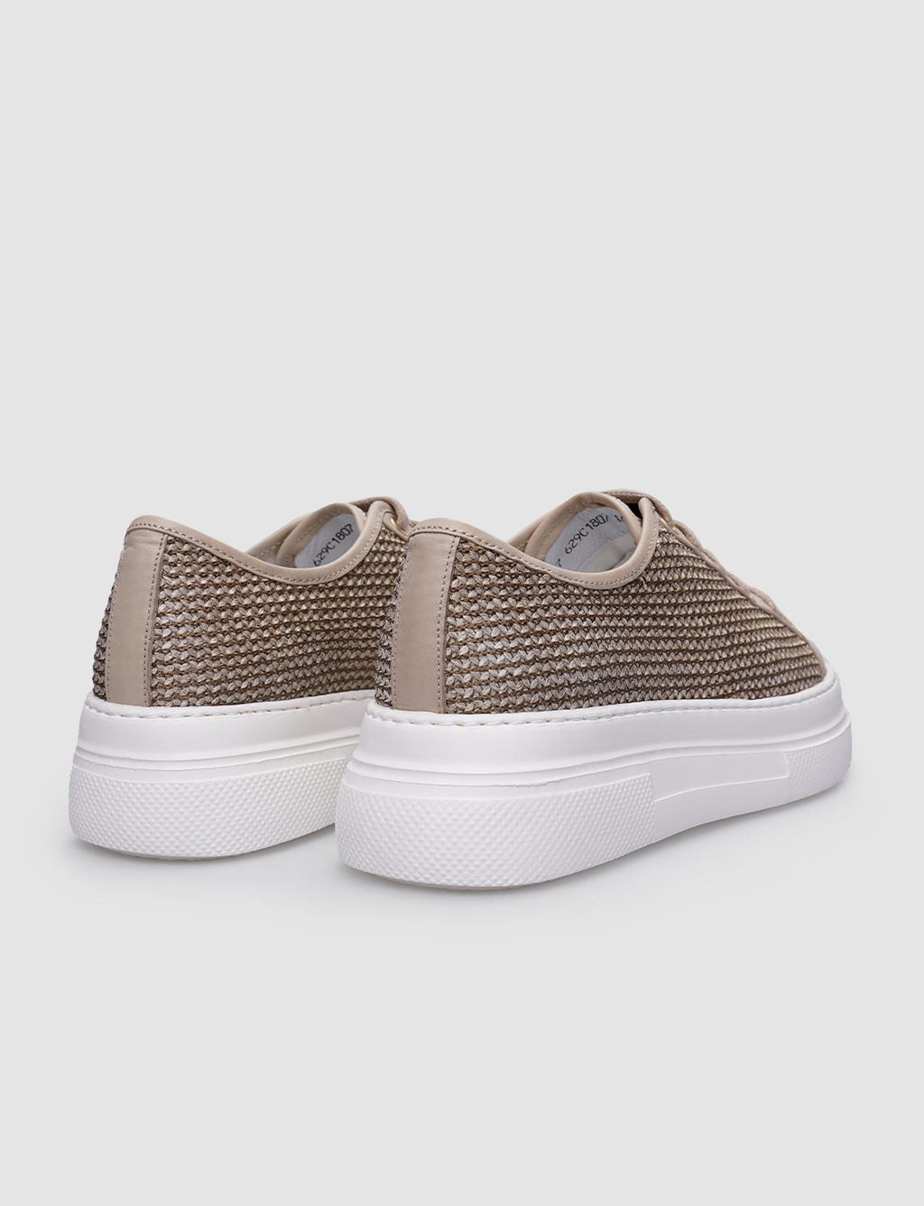 100% Genuine Leather Beige Lace-up Women's Athletic Shoes