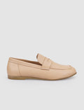 100% Genuine Leather Beige Women's Loafer