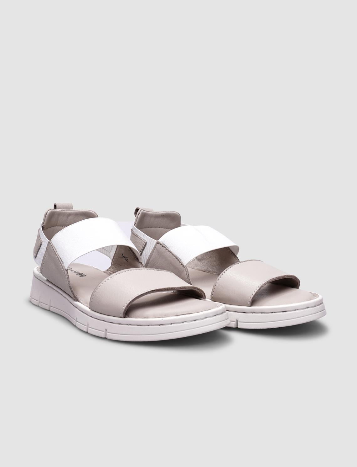 100% Genuine Leather Beige Women's Casual Sandals