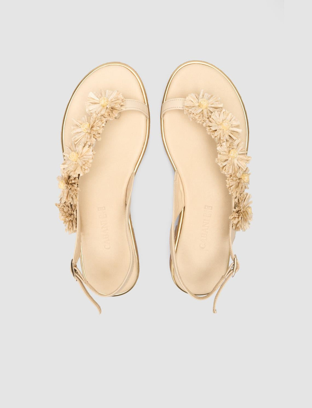 100% Genuine Leather Beige Women's Sandals