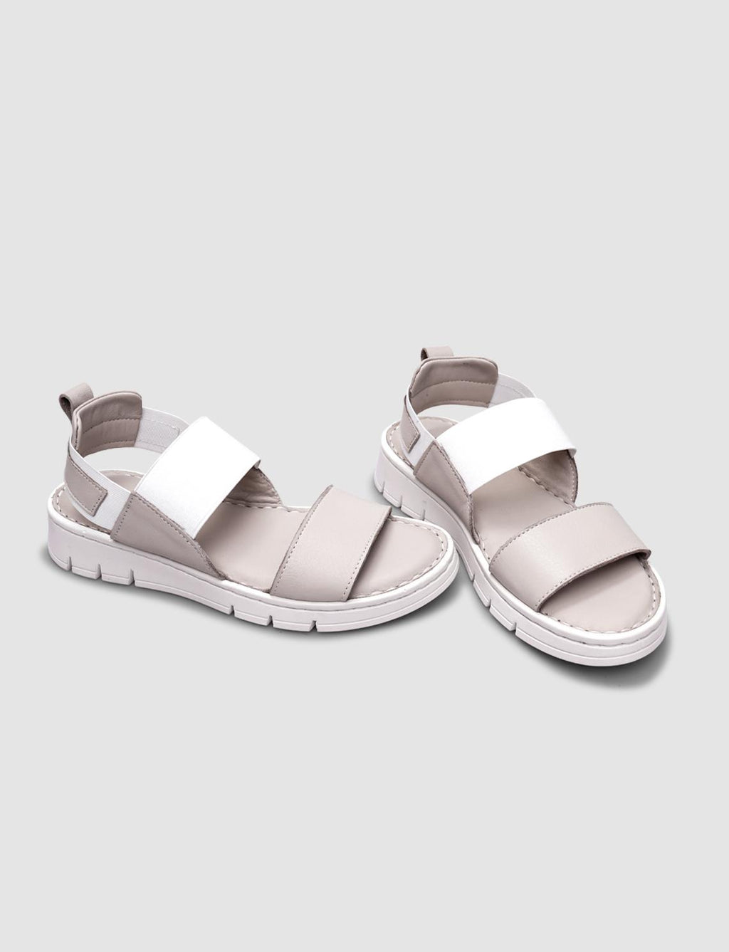 100% Genuine Leather Beige Women's Casual Sandals
