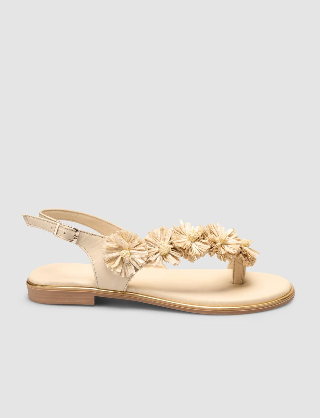 100% Genuine Leather Beige Women's Sandals