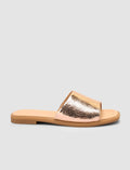 100% Genuine Leather Beige Women's Slippers