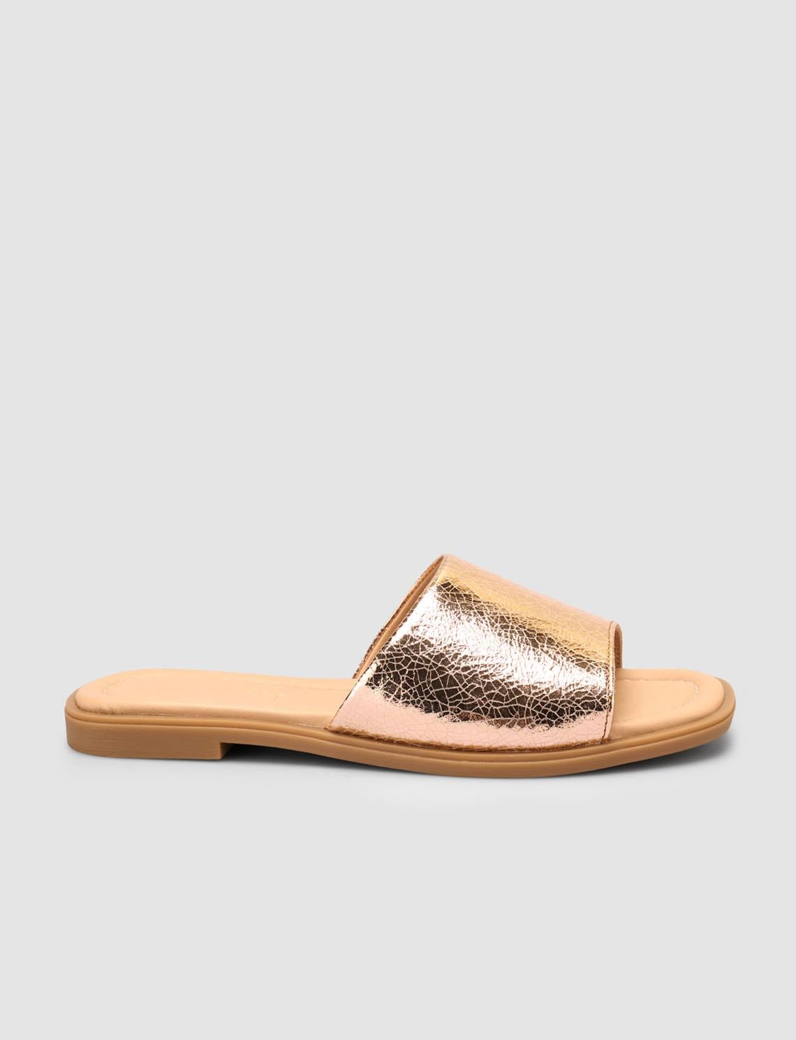 100% Genuine Leather Beige Women's Slippers
