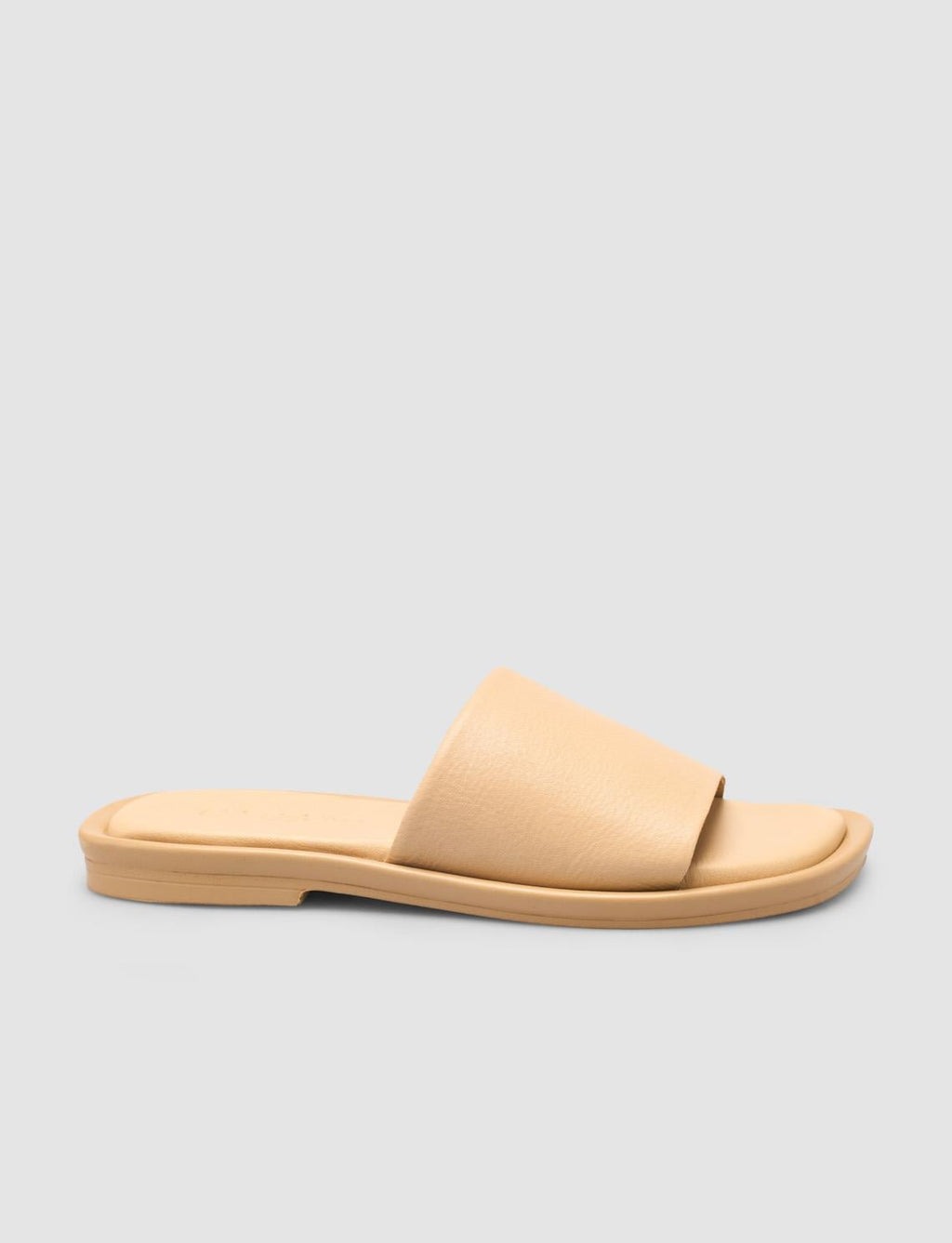 100% Genuine Leather Beige Women's Slippers