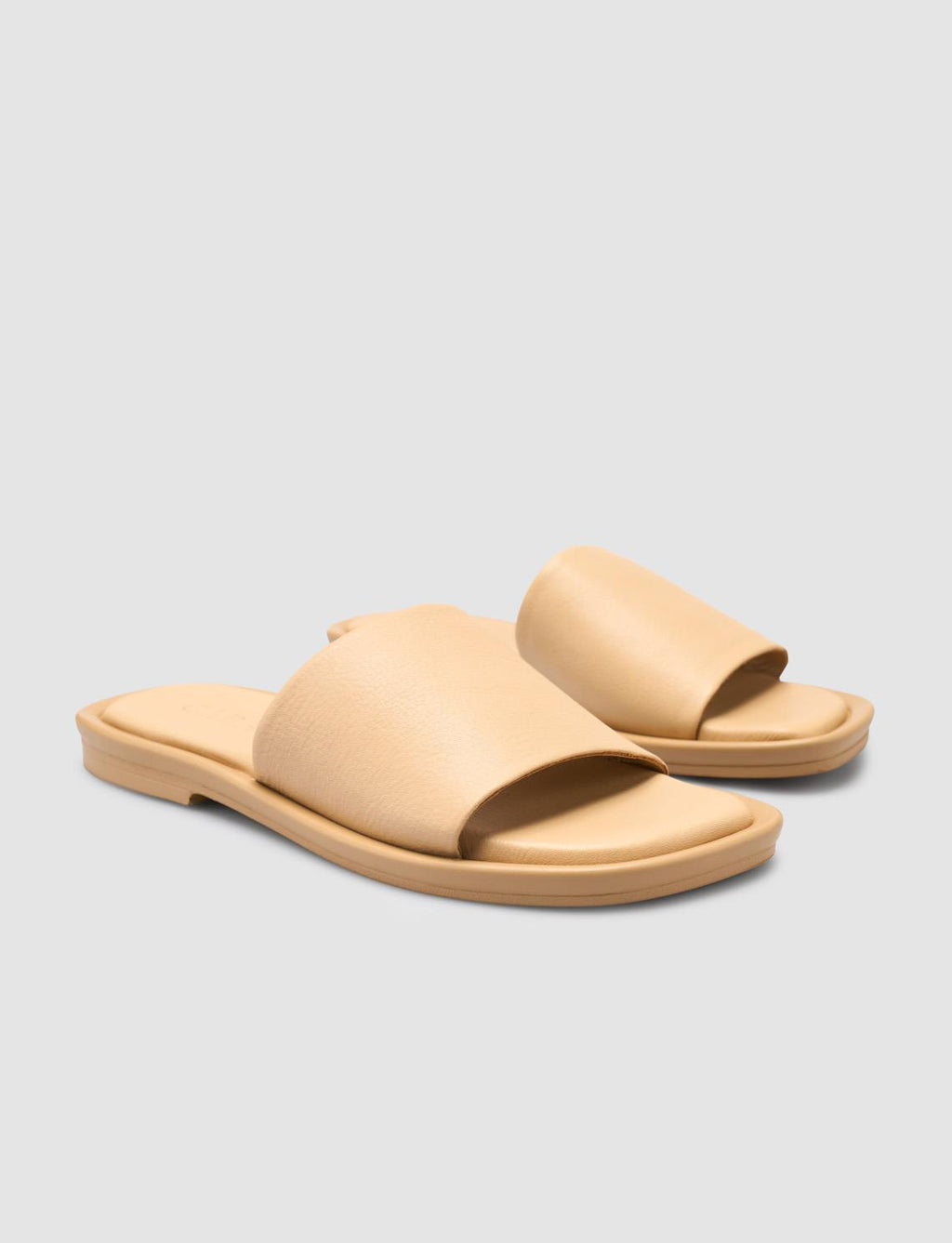 100% Genuine Leather Beige Women's Slippers