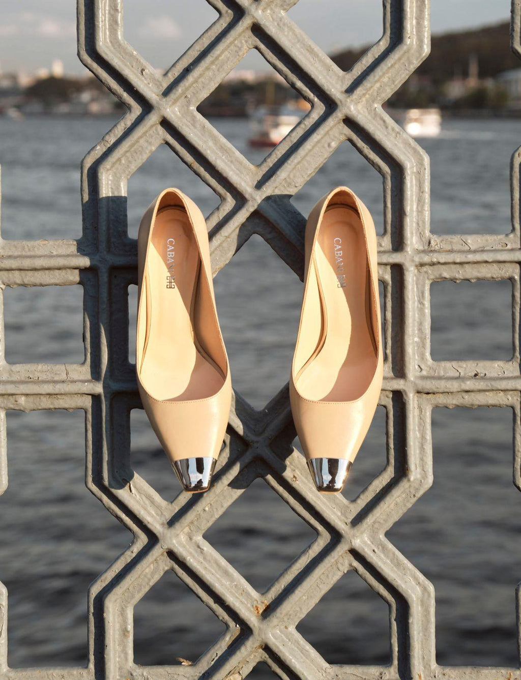 100% Genuine Leather Beige Women's High Heels