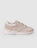 100% Genuine Leather Beige Suede Fur-Lined Women's Athletic Shoes