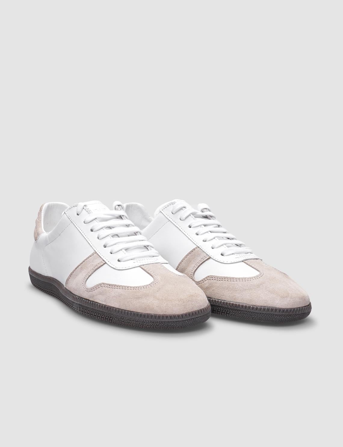 100% Genuine Leather White-Beige Lace-up Women's Athletic Shoes