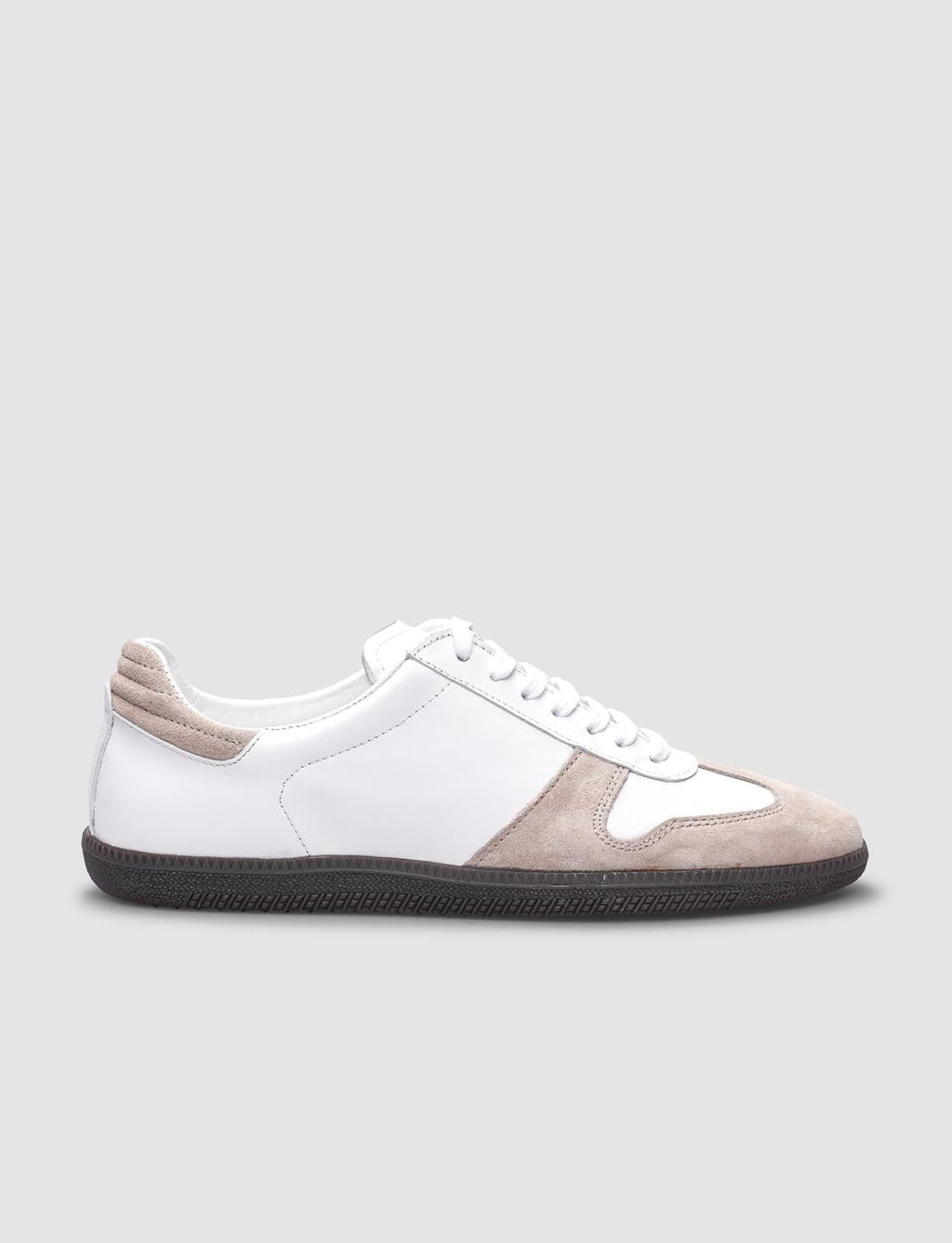 100% Genuine Leather White-Beige Lace-up Women's Athletic Shoes
