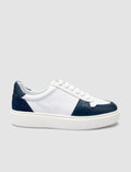 100% Genuine Leather White - Blue Lace-up Men's Sneaker