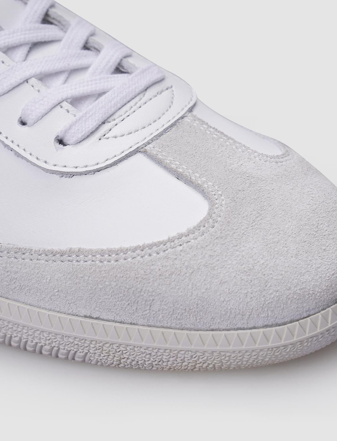 100% Genuine Leather White Lace-up Men's Sneaker