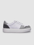 100% Genuine Leather White - Grey Men's Sneaker