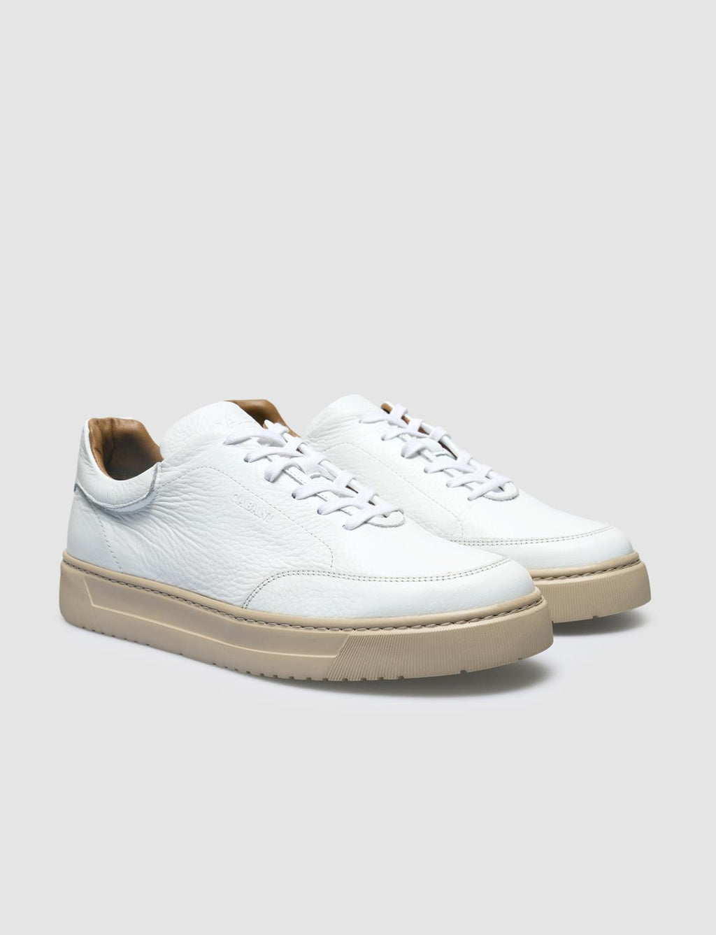 100% Genuine Leather White Lace-up Men's Sneaker