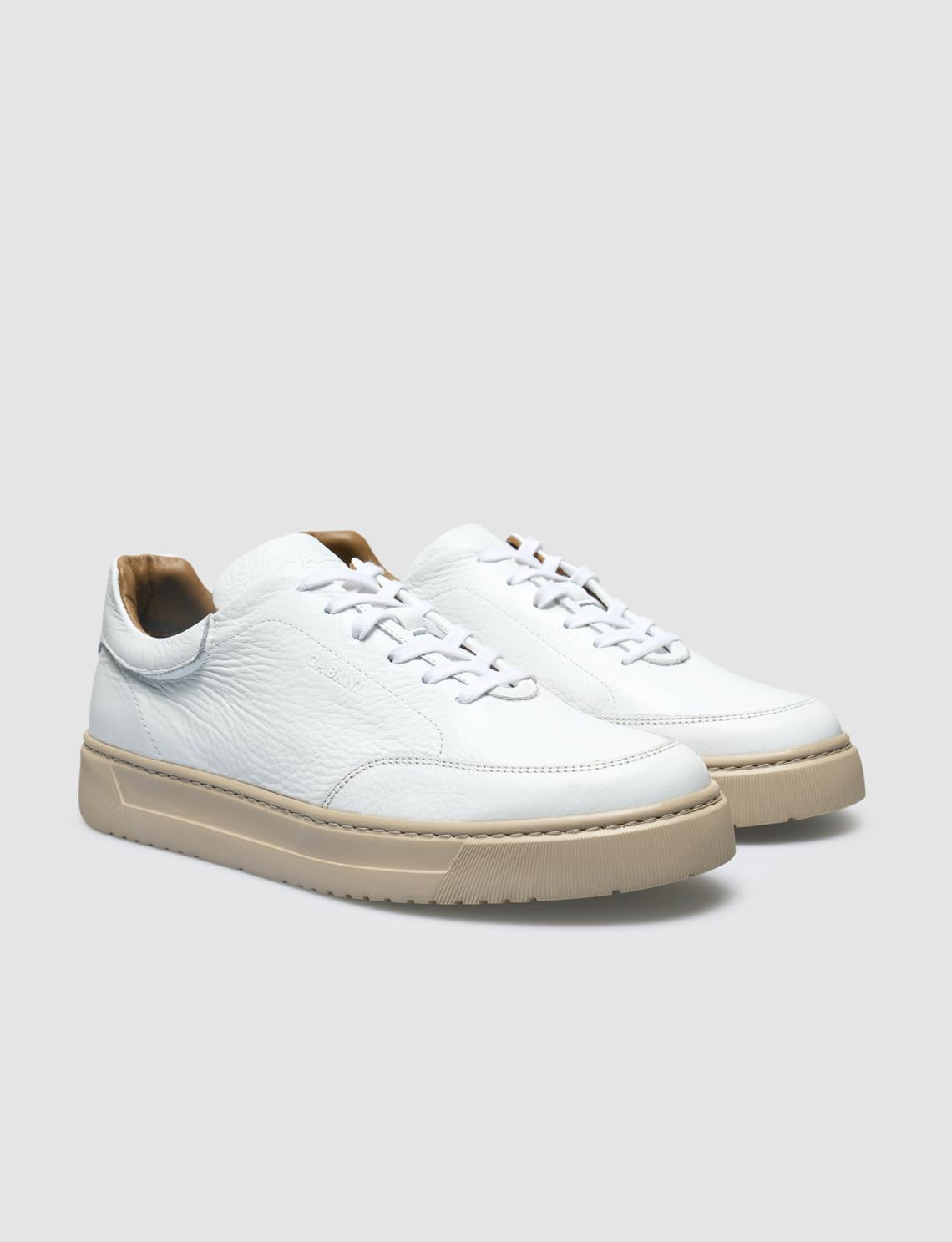 100% Genuine Leather White Lace-up Men's Sneaker