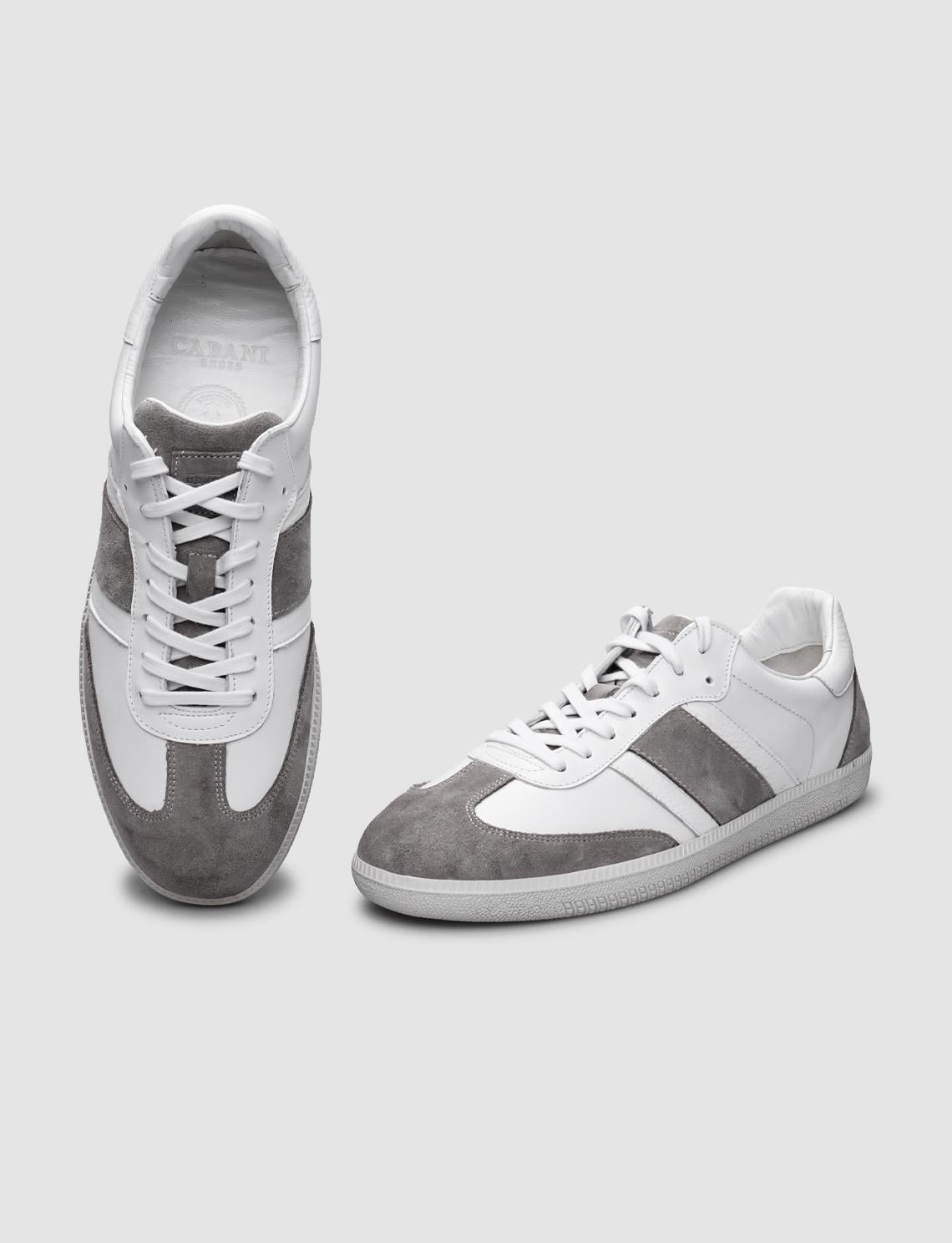 100% Genuine Leather White Lace-up Men's Sneaker