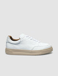 100% Genuine Leather White Lace-up Men's Sneaker
