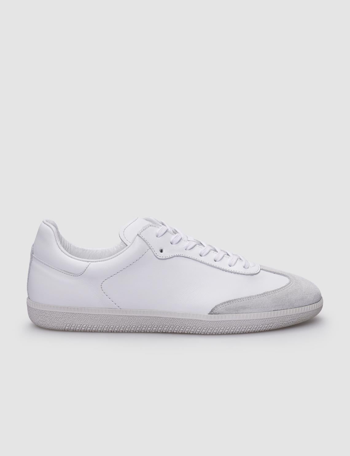 100% Genuine Leather White Lace-up Men's Sneaker