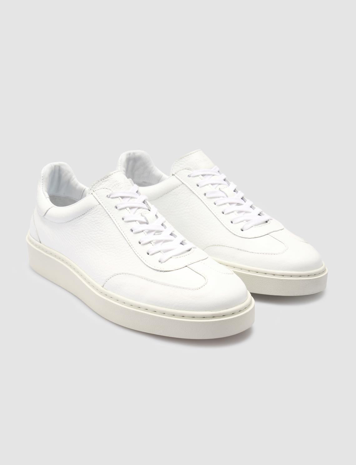 100% Genuine Leather White Men's Athletic Shoes