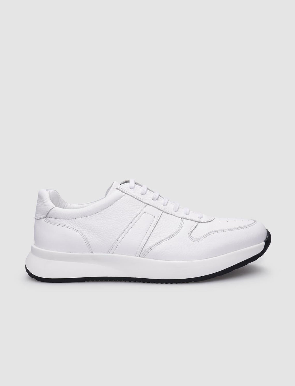 100% Genuine Leather White Lace-up Men's Sneaker
