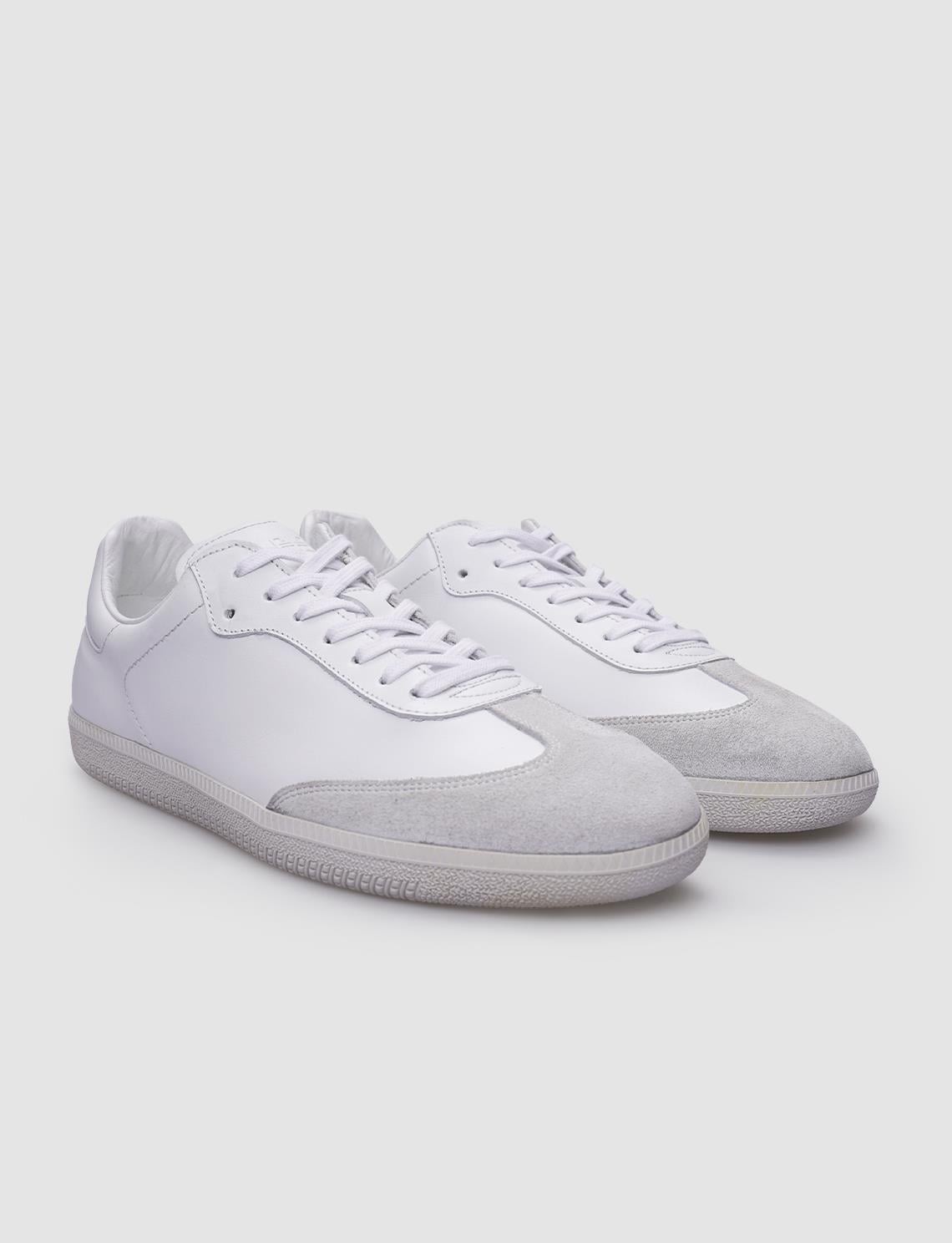 100% Genuine Leather White Lace-up Men's Sneaker