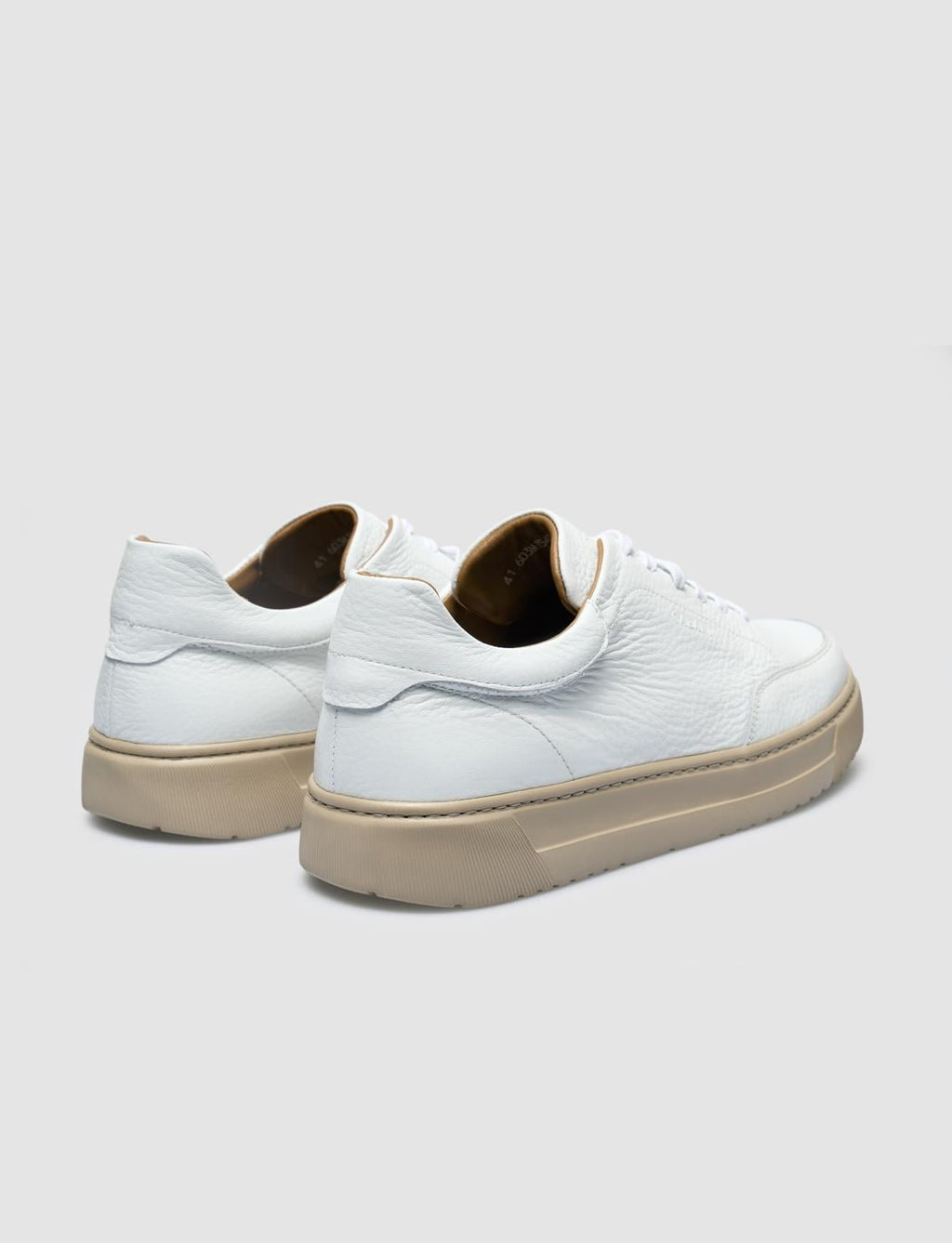 100% Genuine Leather White Lace-up Men's Sneaker
