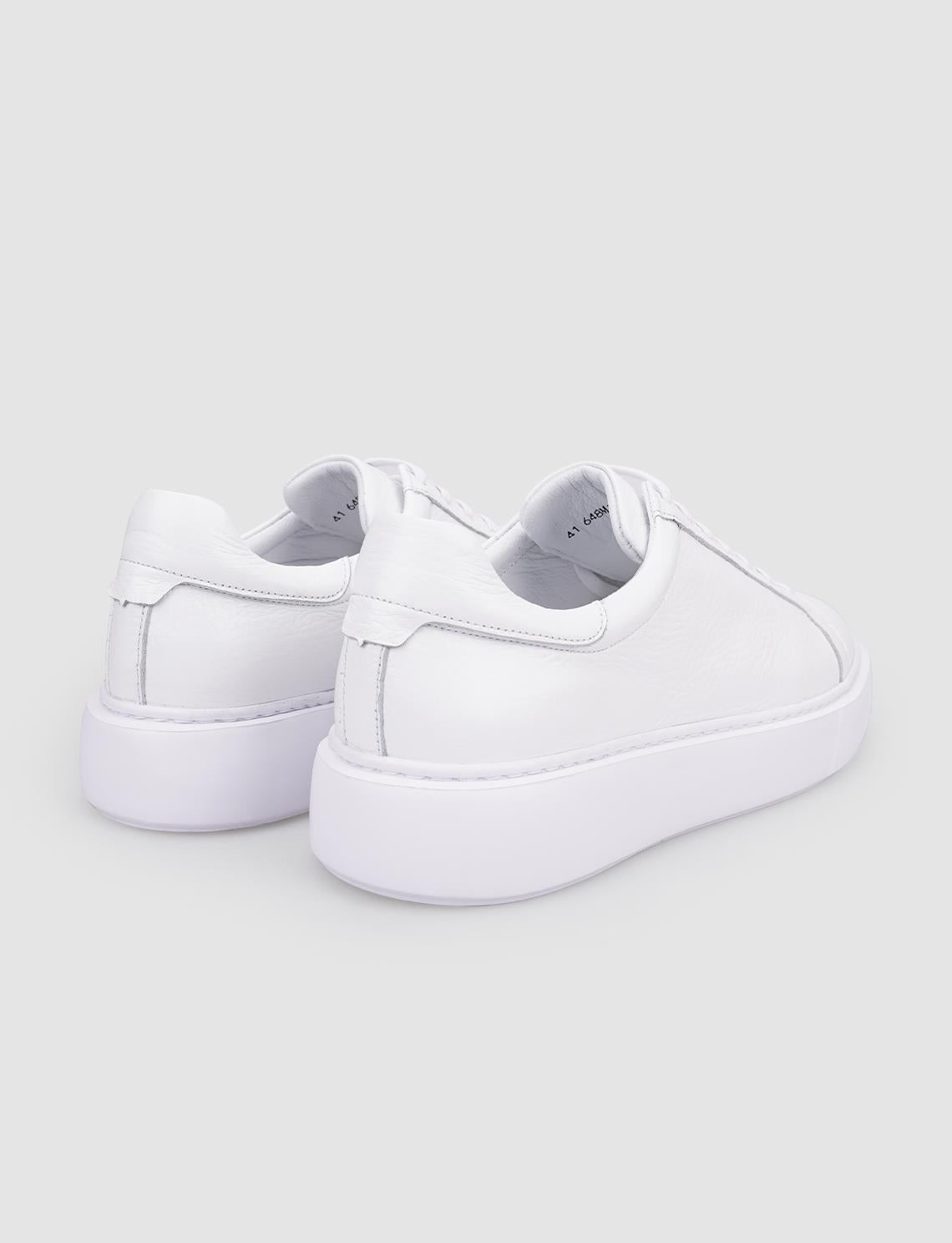 100% Genuine Leather White Lace-up Men's Athletic Shoes