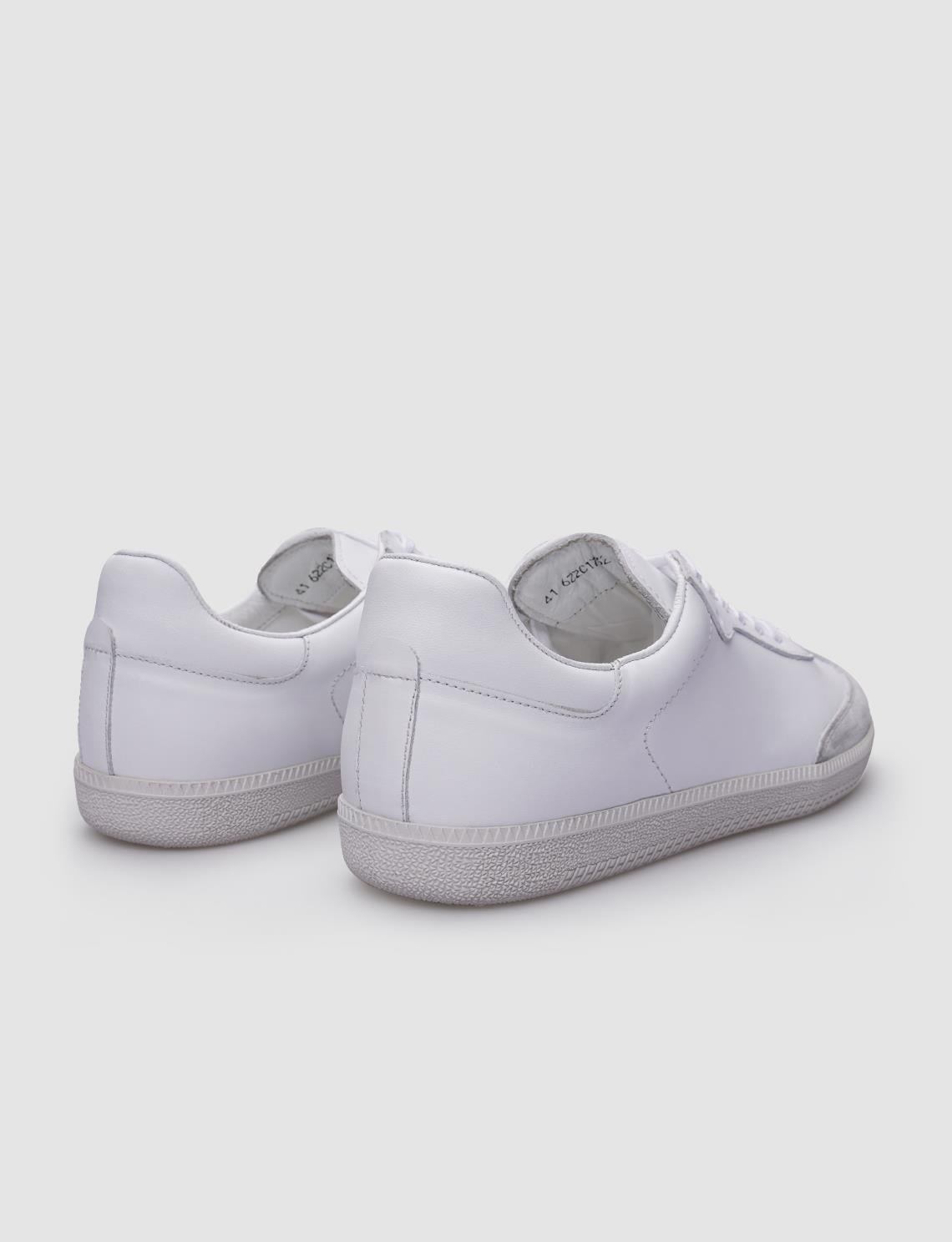 100% Genuine Leather White Lace-up Men's Sneaker