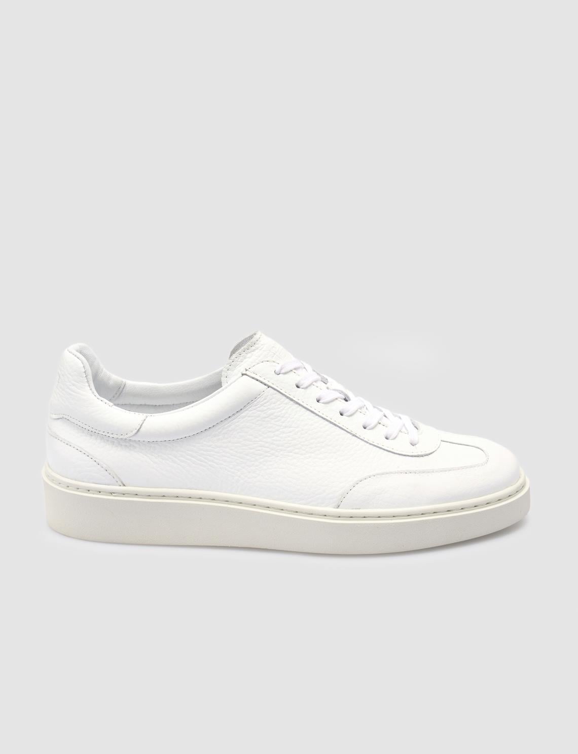 100% Genuine Leather White Men's Athletic Shoes