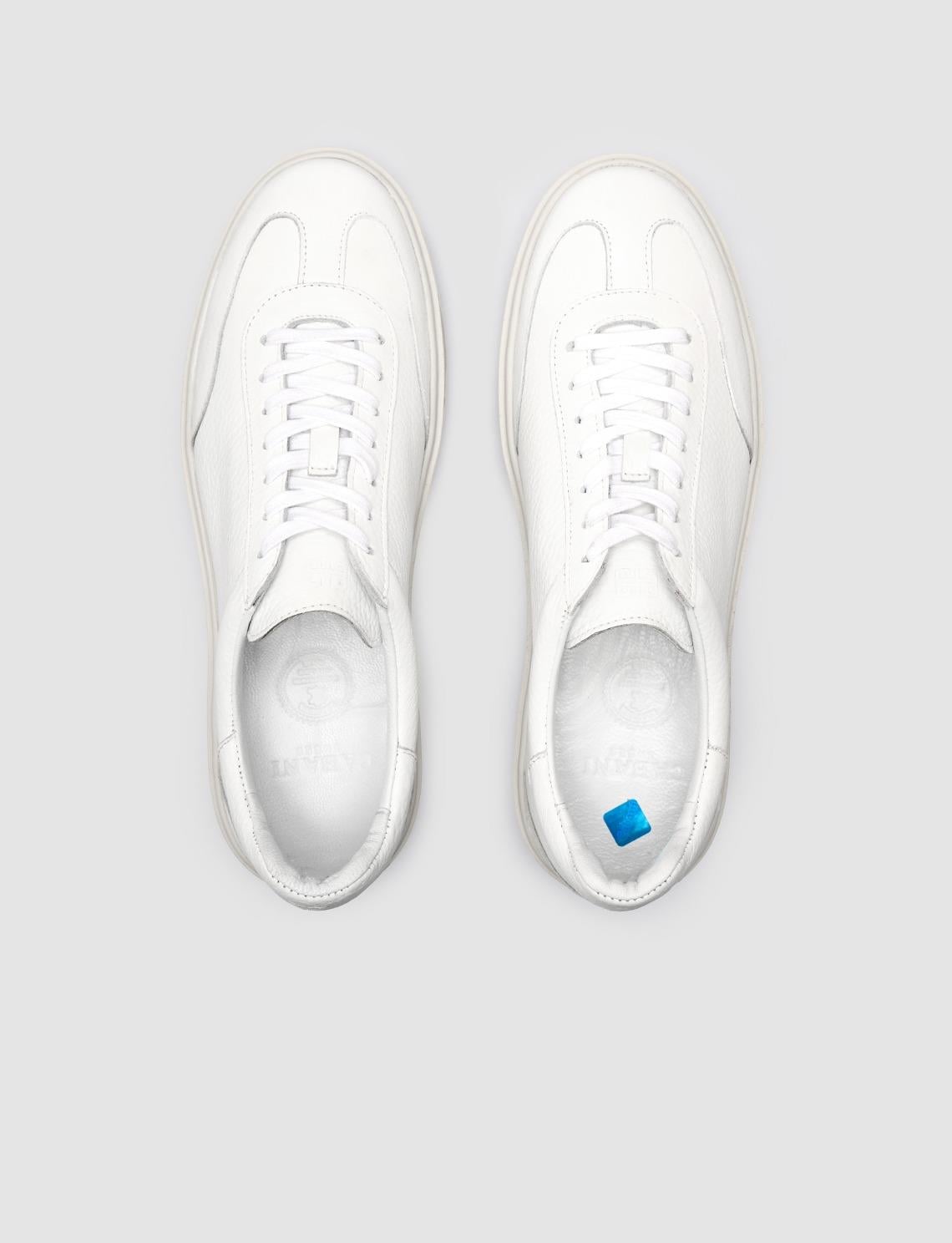 100% Genuine Leather White Men's Athletic Shoes