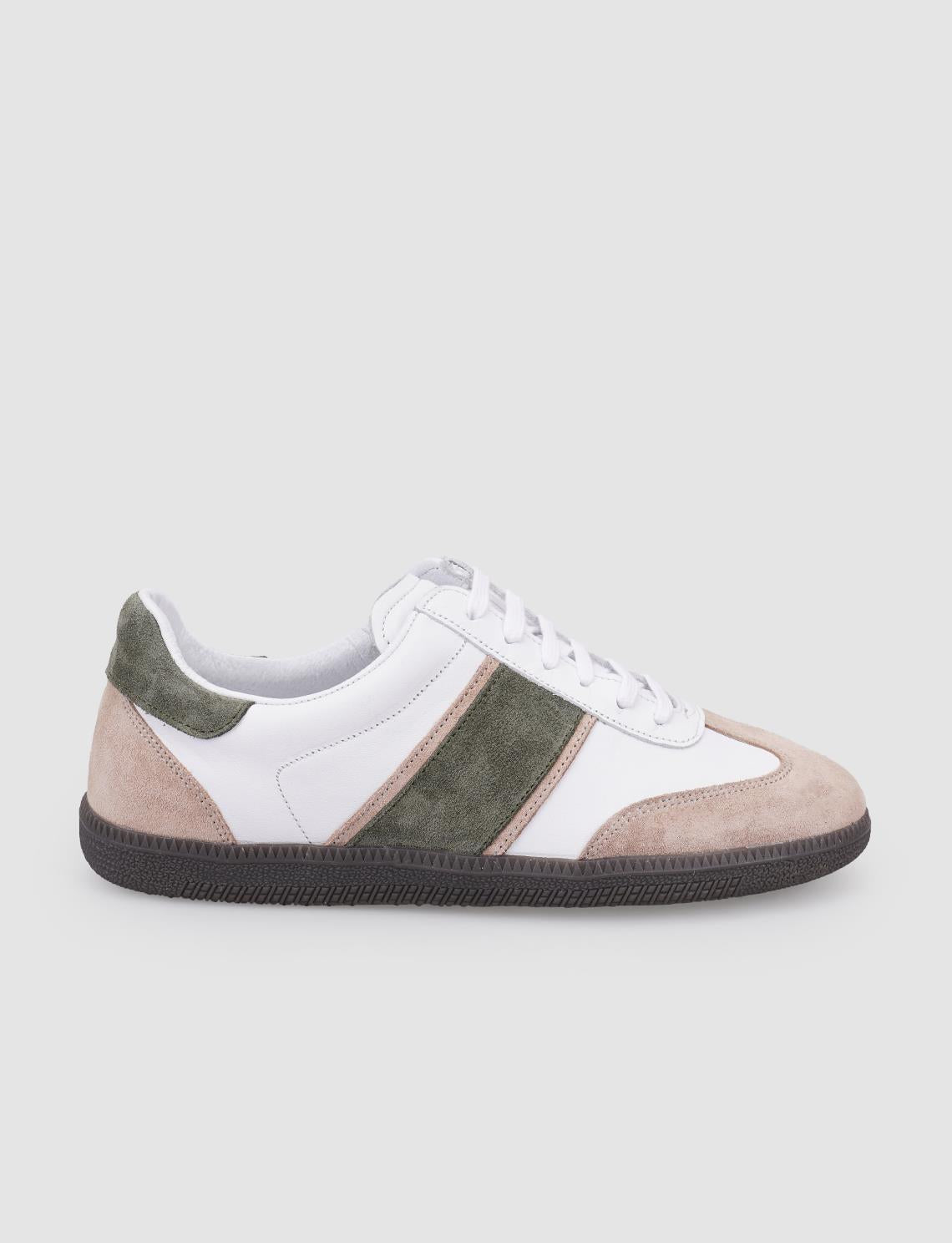 100% Genuine Leather White Lace-up Women's Sneaker