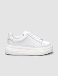 100% Genuine Leather White Lace-up Women's Sneaker