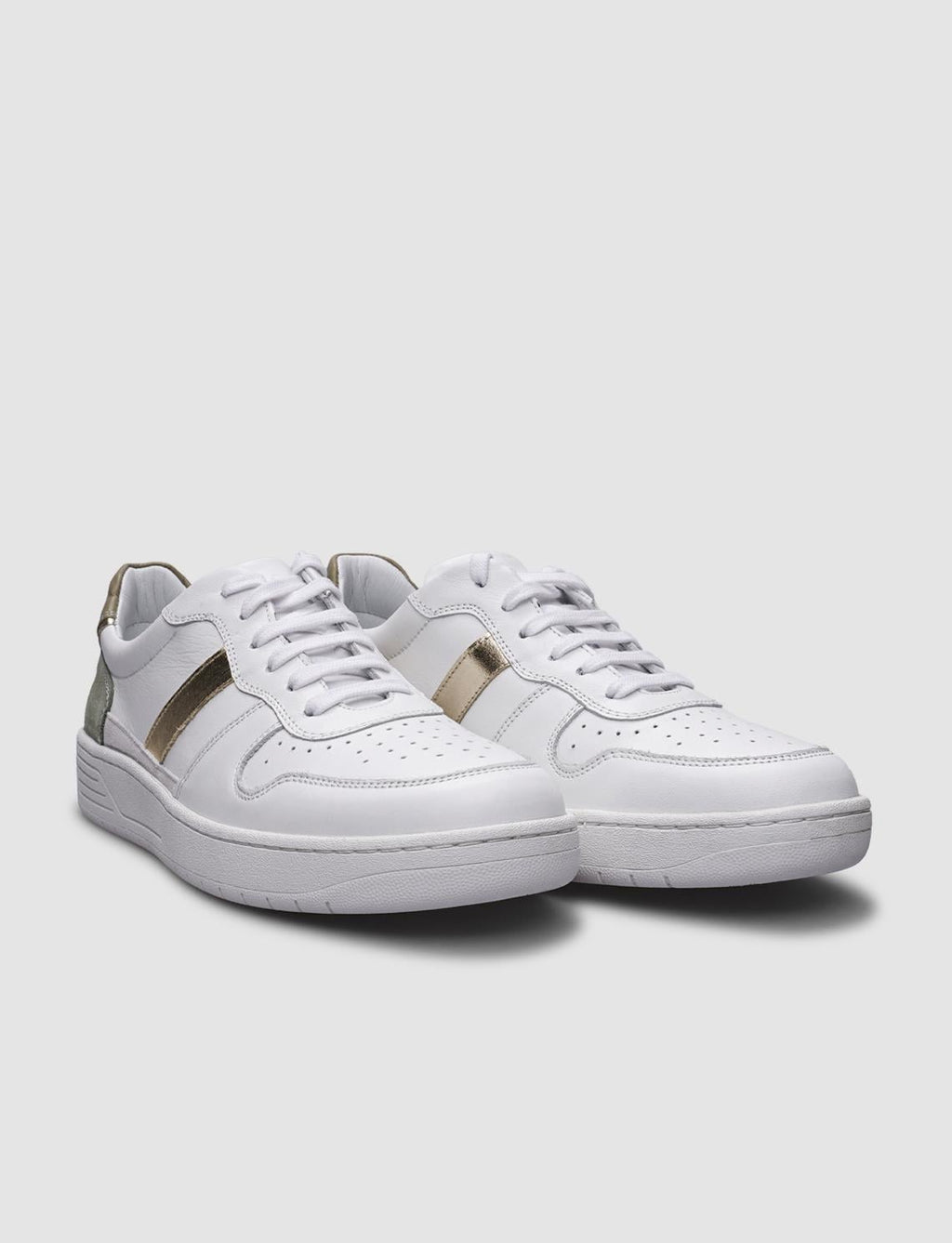 100% Genuine Leather White Women's Athletic Shoes