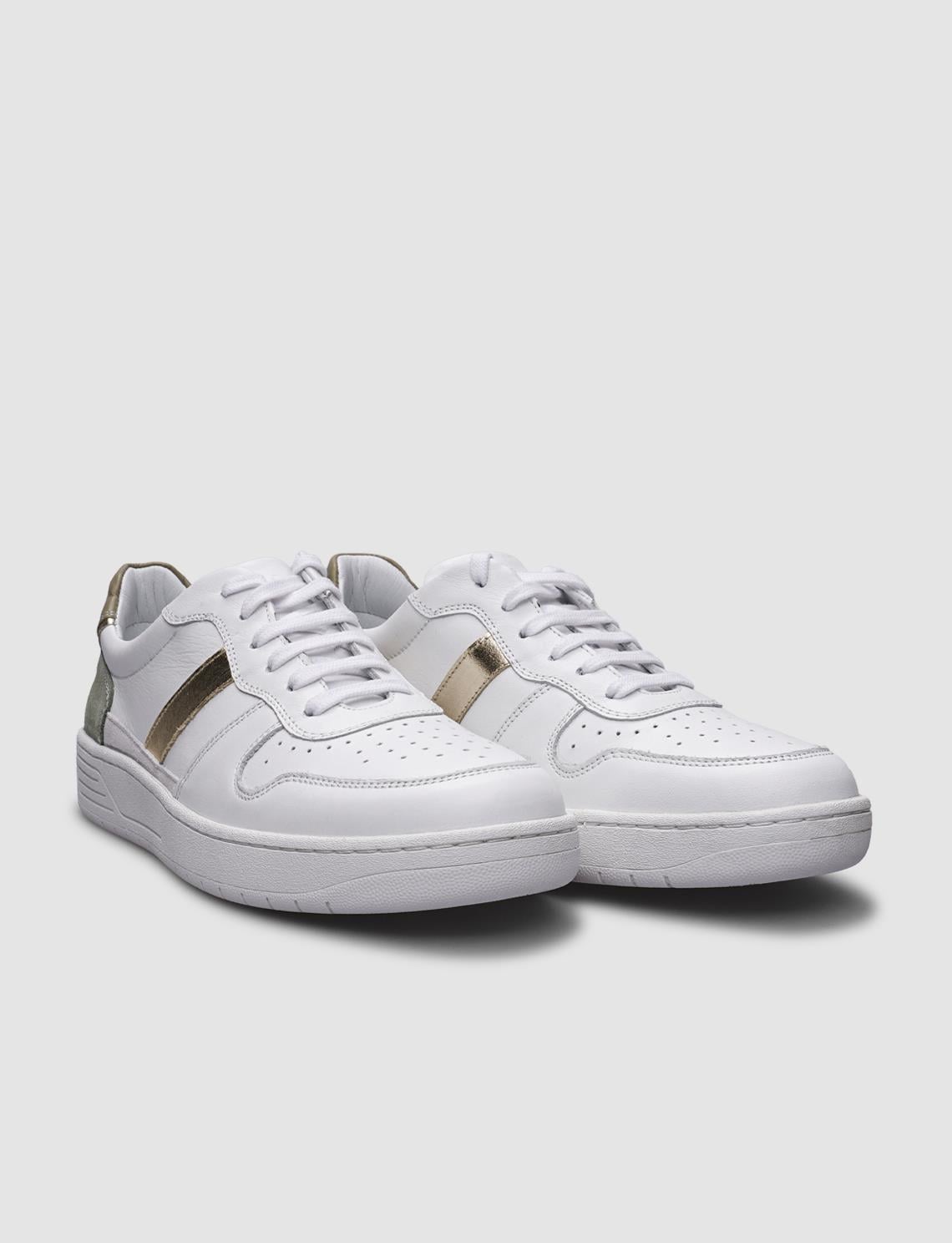 100% Genuine Leather White Women's Athletic Shoes