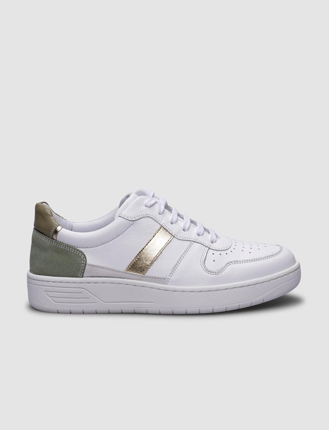 100% Genuine Leather White Women's Athletic Shoes